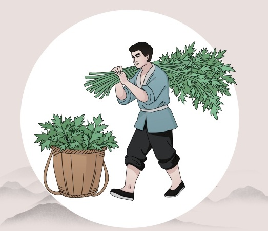 收割工序国风插画